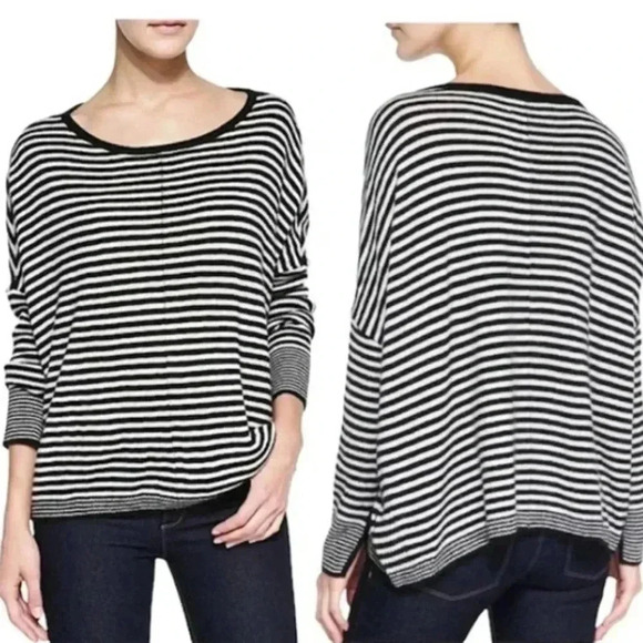 Alice + Olivia Sweaters - Alice  + Olivia Wool/Angora Long Sleeve Striped Black and White Sweater Size XS